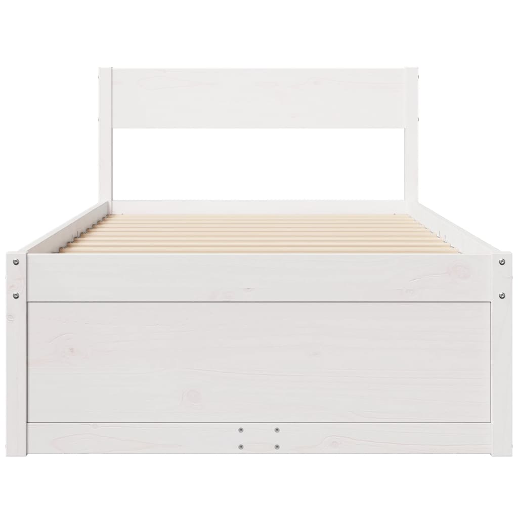 Solid Pine Wood Bed Frame, White, 90x200 cm (Mattress Not Included)