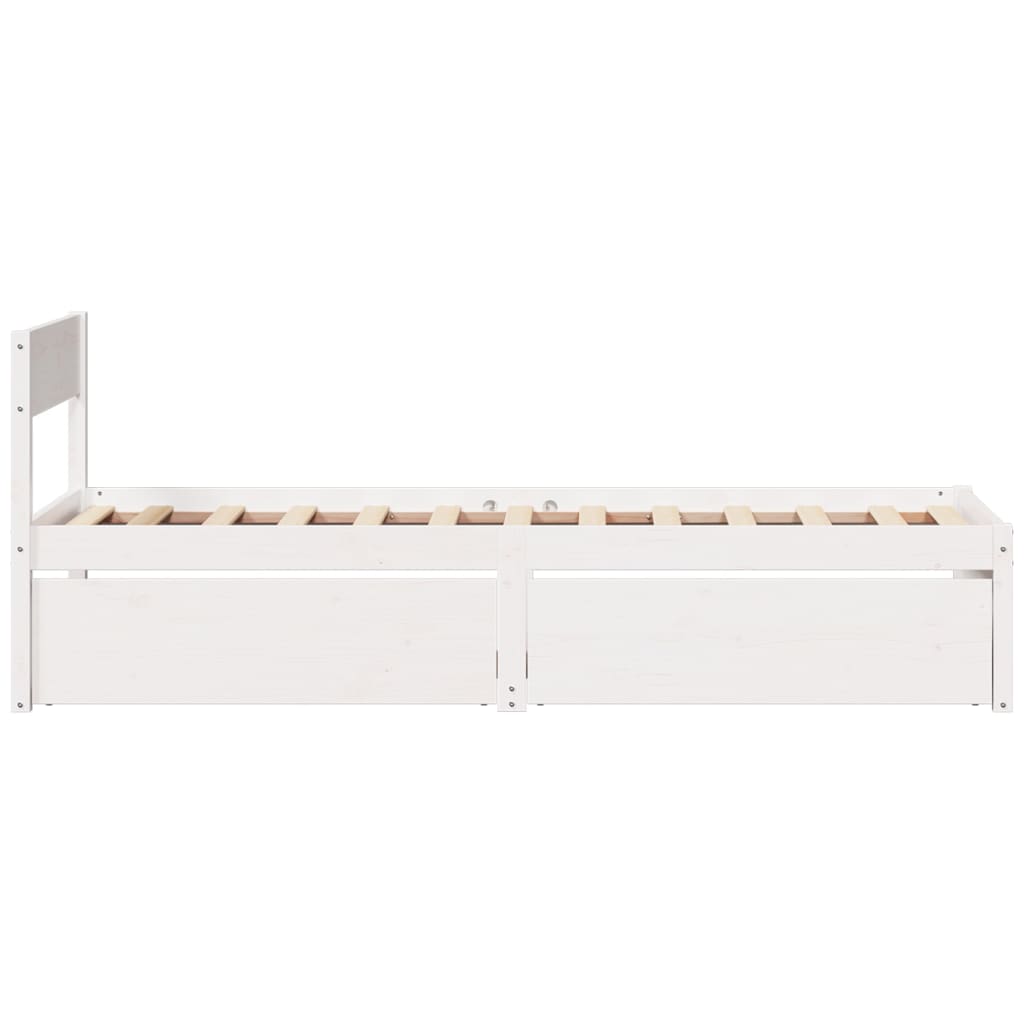 Solid Pine Wood Bed Frame, White, 90x200 cm (Mattress Not Included)
