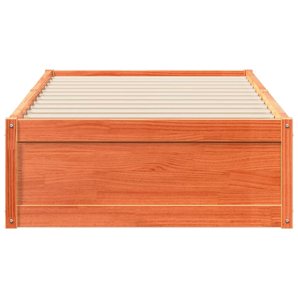 Solid Pine Wood Bed Frame, Wax Brown, 75x190 cm, Small Single