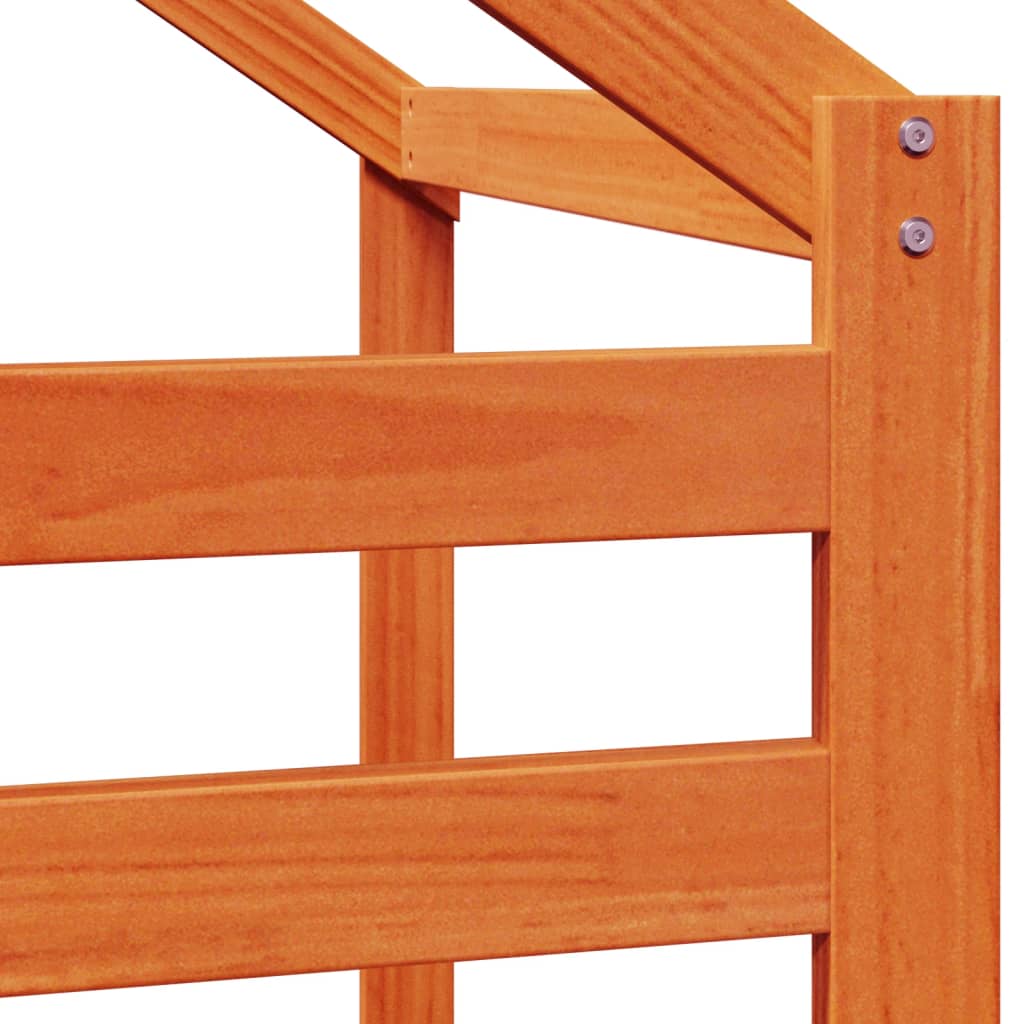 Solid Pine Kids' Bed with Roof - Wax Brown, 198x87x113 cm