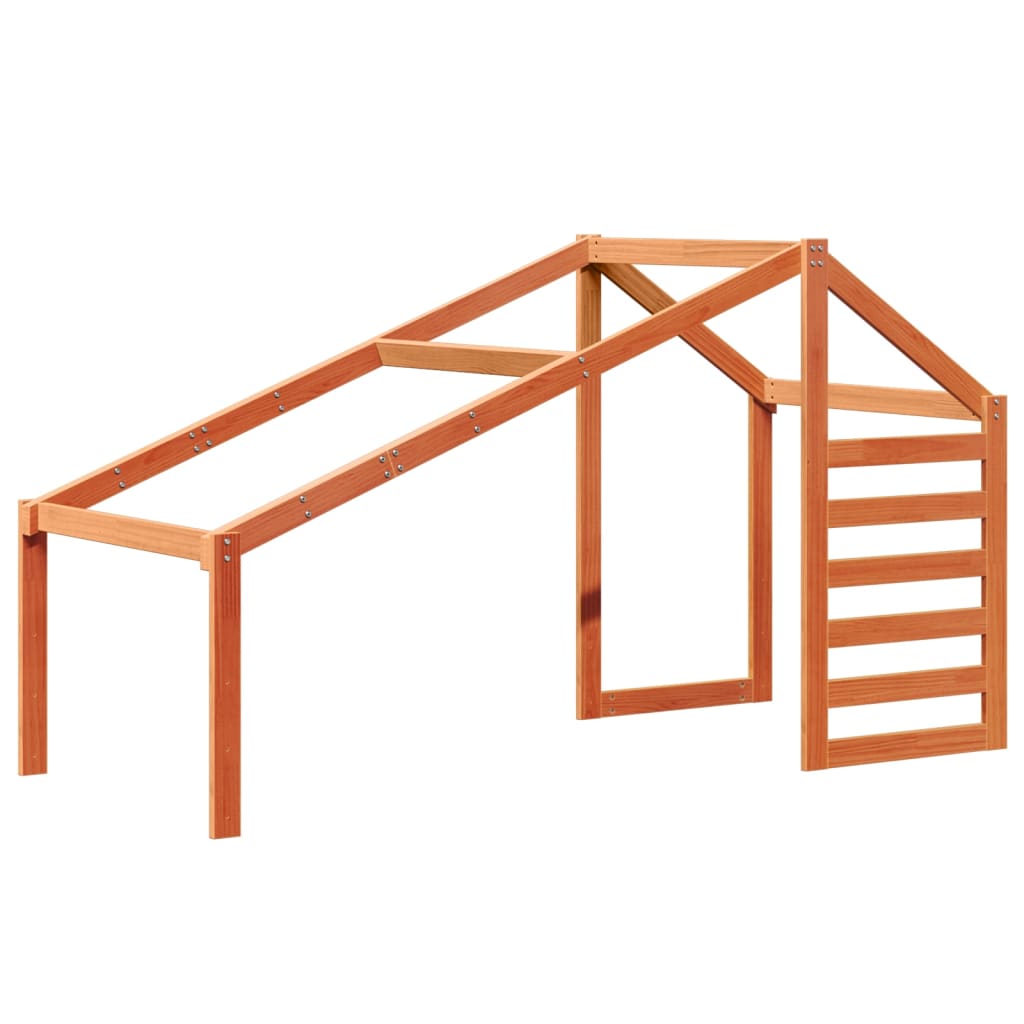 Solid Wood Kids' Bed with Roof, Wax Brown, 188x97x113 cm