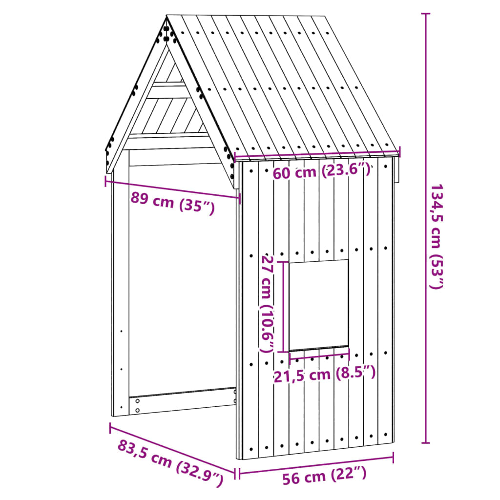 Solid Pine Kids' Bed with Roof - 60x89x134.5 cm