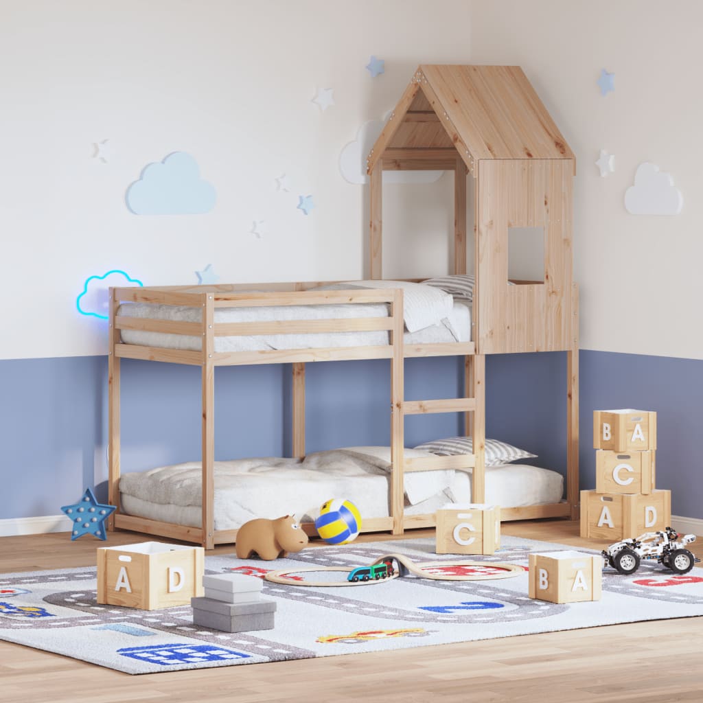 Solid Pine Kids' Bed with Roof - 60x89x134.5 cm