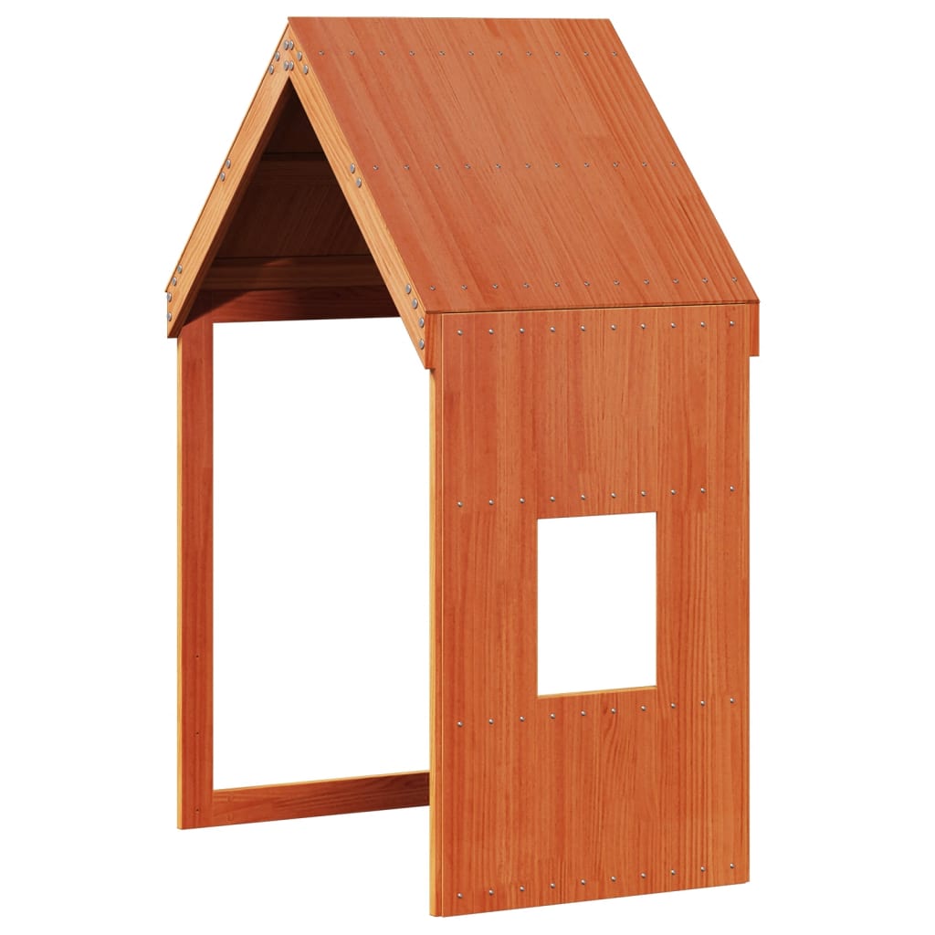 Solid Pine Kids' Bed with Roof - Wax Brown 60x89x134.5 cm