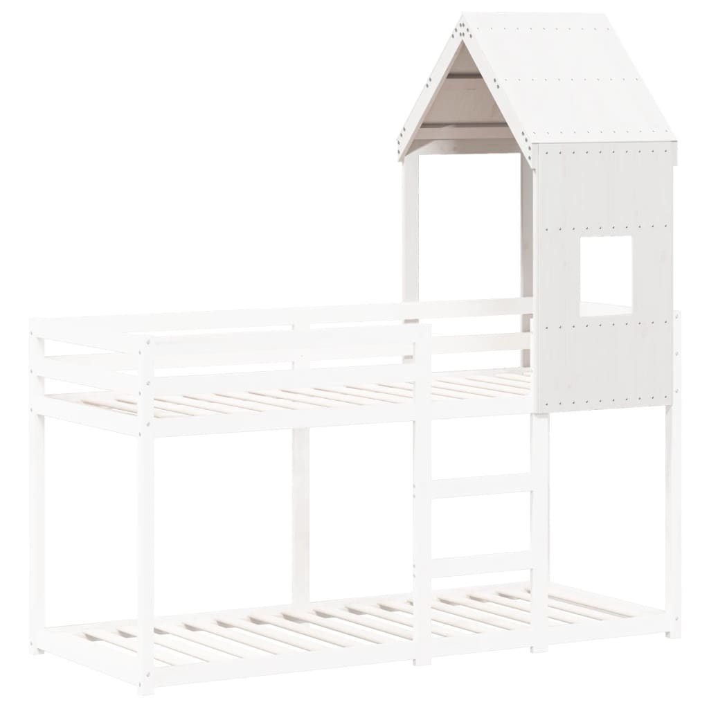 White Solid Pine Kids' Bed Roof - 60x99x139.5 cm Durable Design