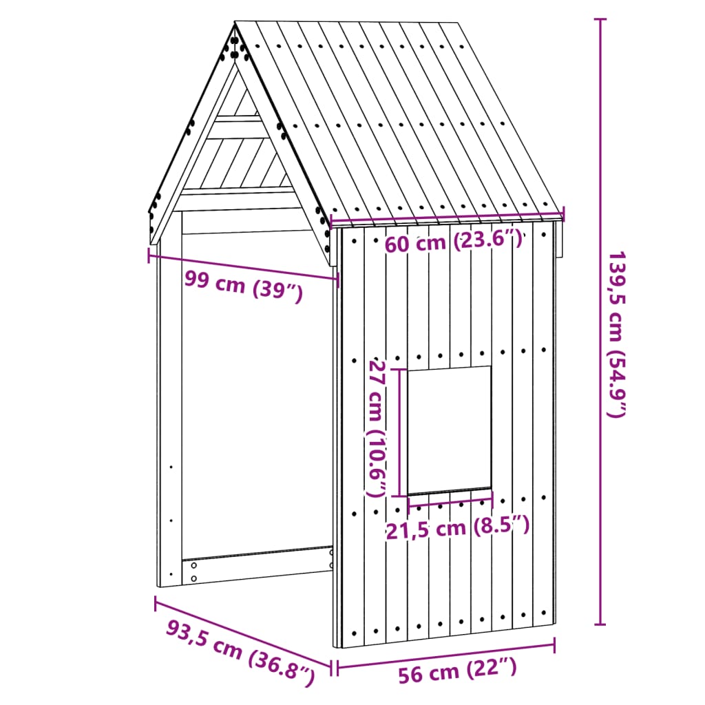 White Solid Pine Kids' Bed Roof - 60x99x139.5 cm Durable Design