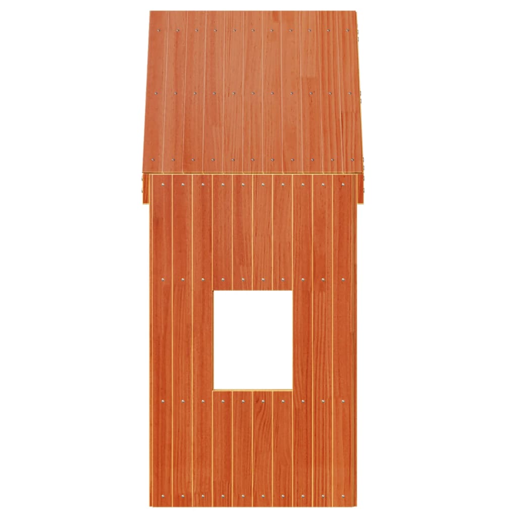 Solid Pine Kids' Bed with Roof - Wax Brown, 60x99x139.5cm