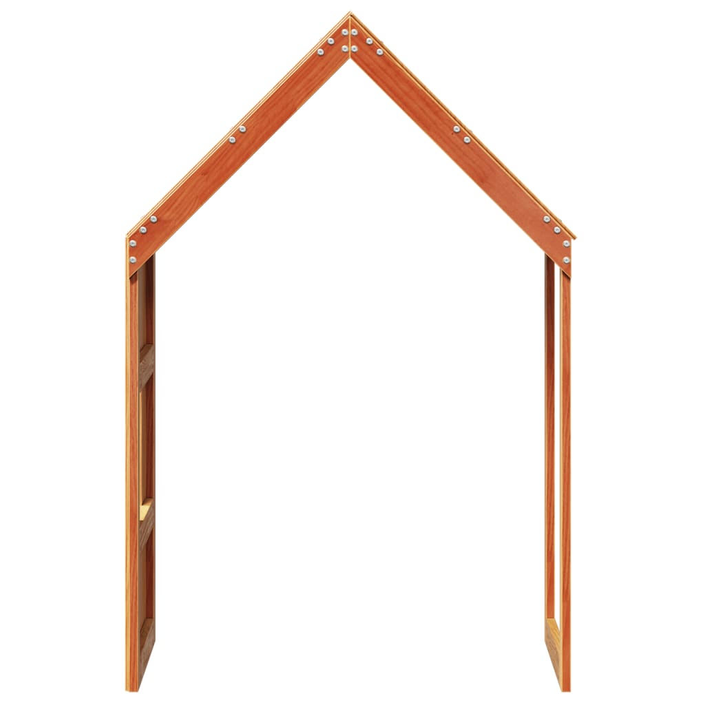 Solid Pine Kids' Bed with Roof - Wax Brown, 60x99x139.5cm