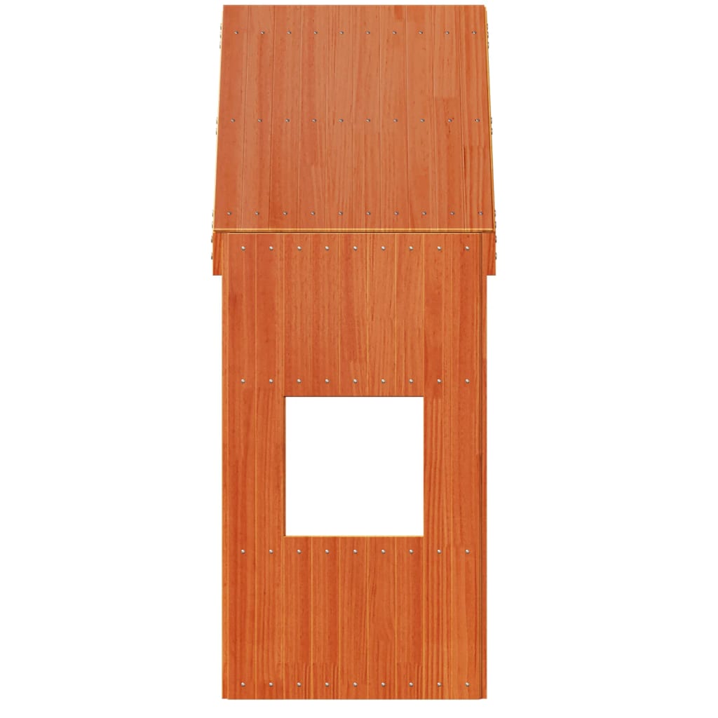Kids' Solid Pine Bed with Roof, Wax Brown, 55x99x139.5 cm
