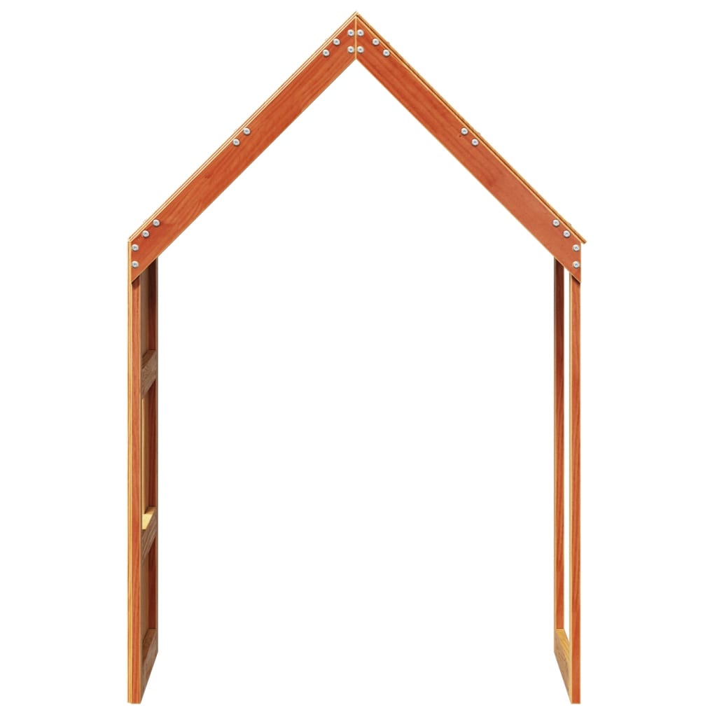 Solid Pine Kids' Bed with Roof, Wax Brown, 55x84x132 cm