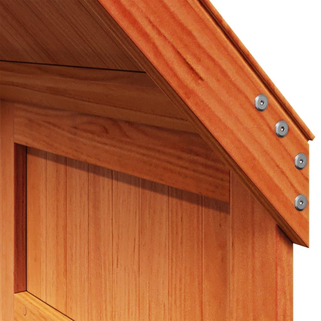 Solid Pine Kids' Bed with Roof, Wax Brown, 55x84x132 cm