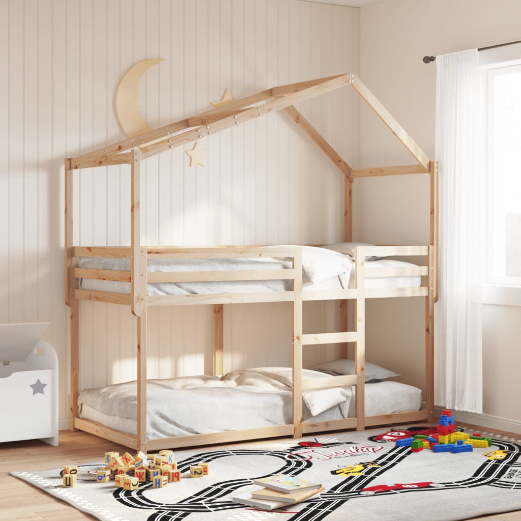 Solid Pine Kids' Bed with Roof - 213x95.5x144.5 cm Sturdy Design