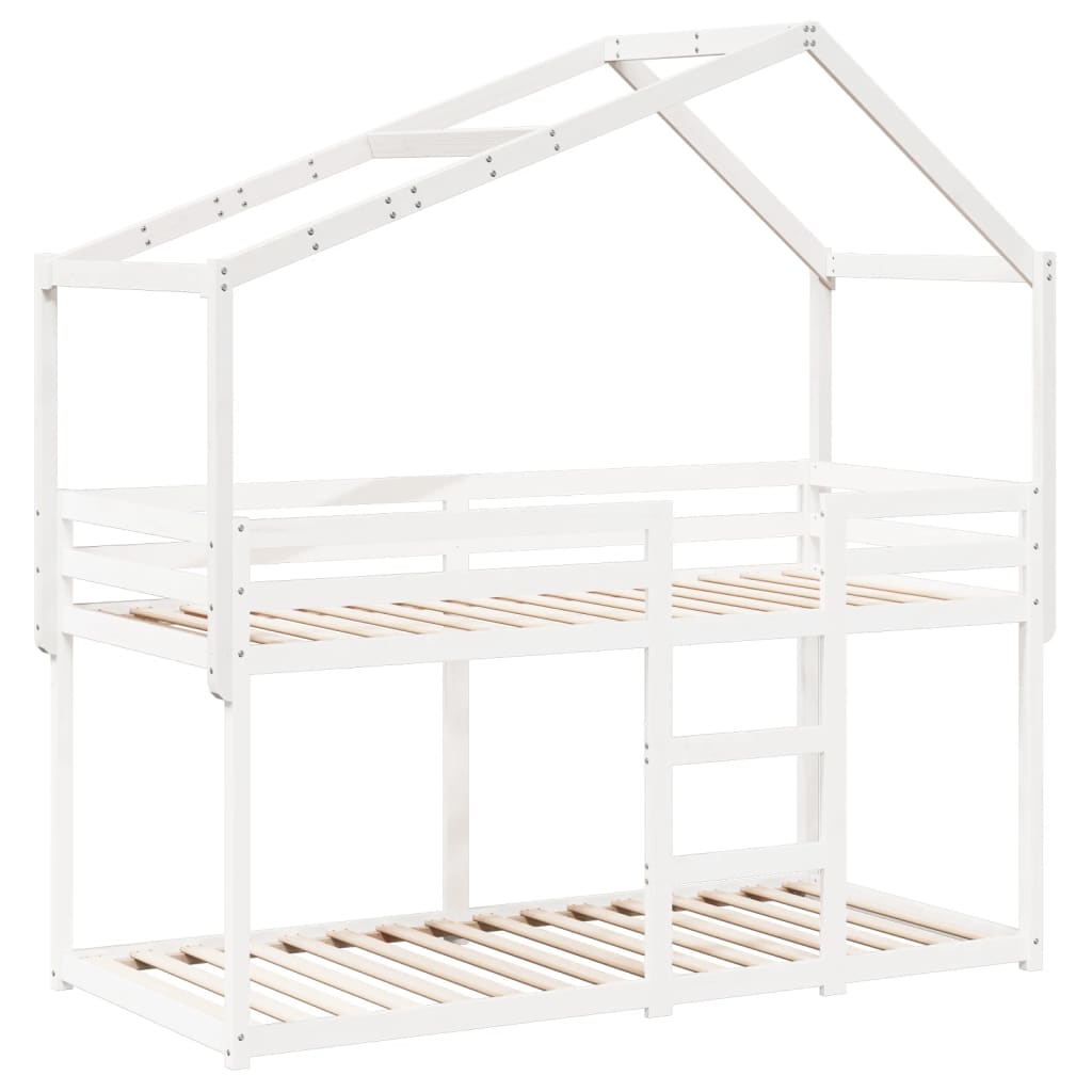 Solid Pine Kids' Bed with Roof, White, 213x85.5x144.5 cm