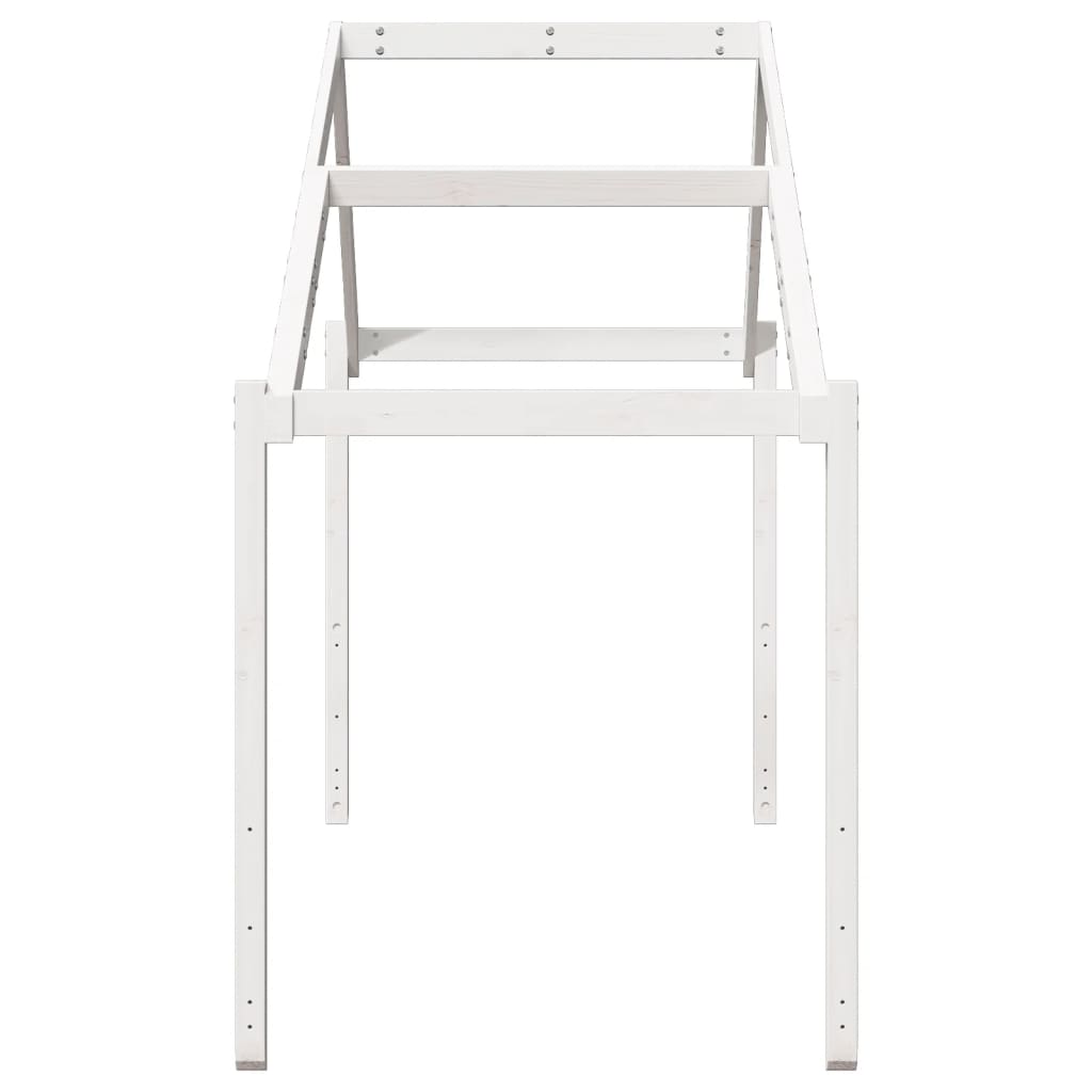 Solid Pine Kids' Bed with Roof, White, 213x85.5x144.5 cm