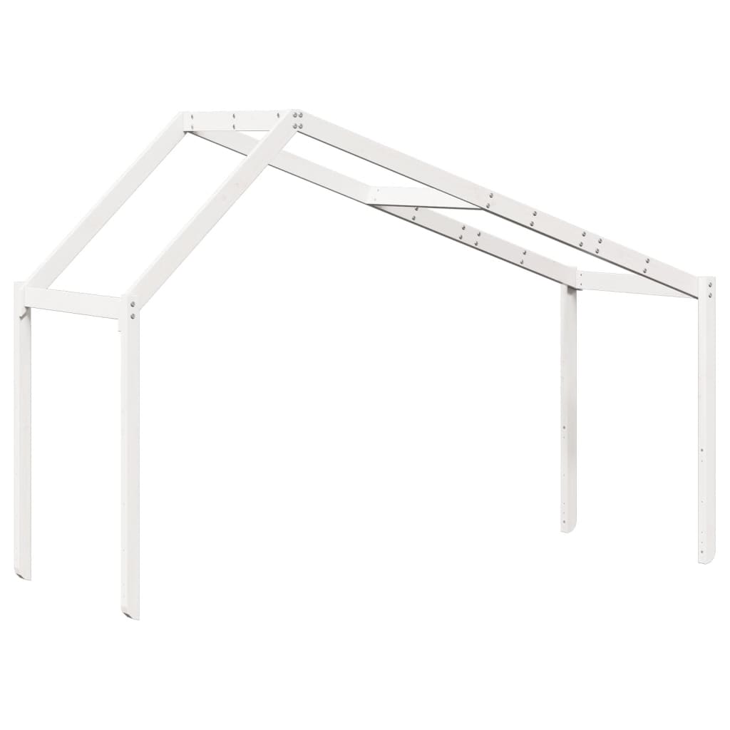 Solid Pine Kids' Bed with Roof, White, 213x85.5x144.5 cm
