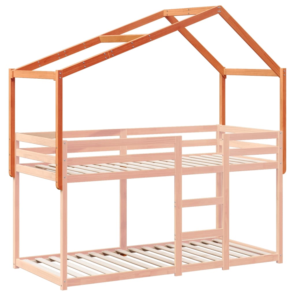 Solid Pine Kids' Bed with Roof, Wax Brown 213x85.5x144.5 cm