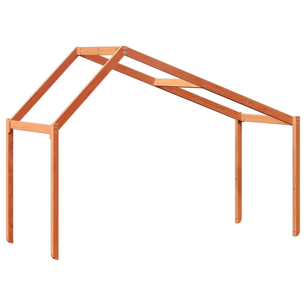 Solid Pine Kids' Bed with Roof, Wax Brown 213x85.5x144.5 cm