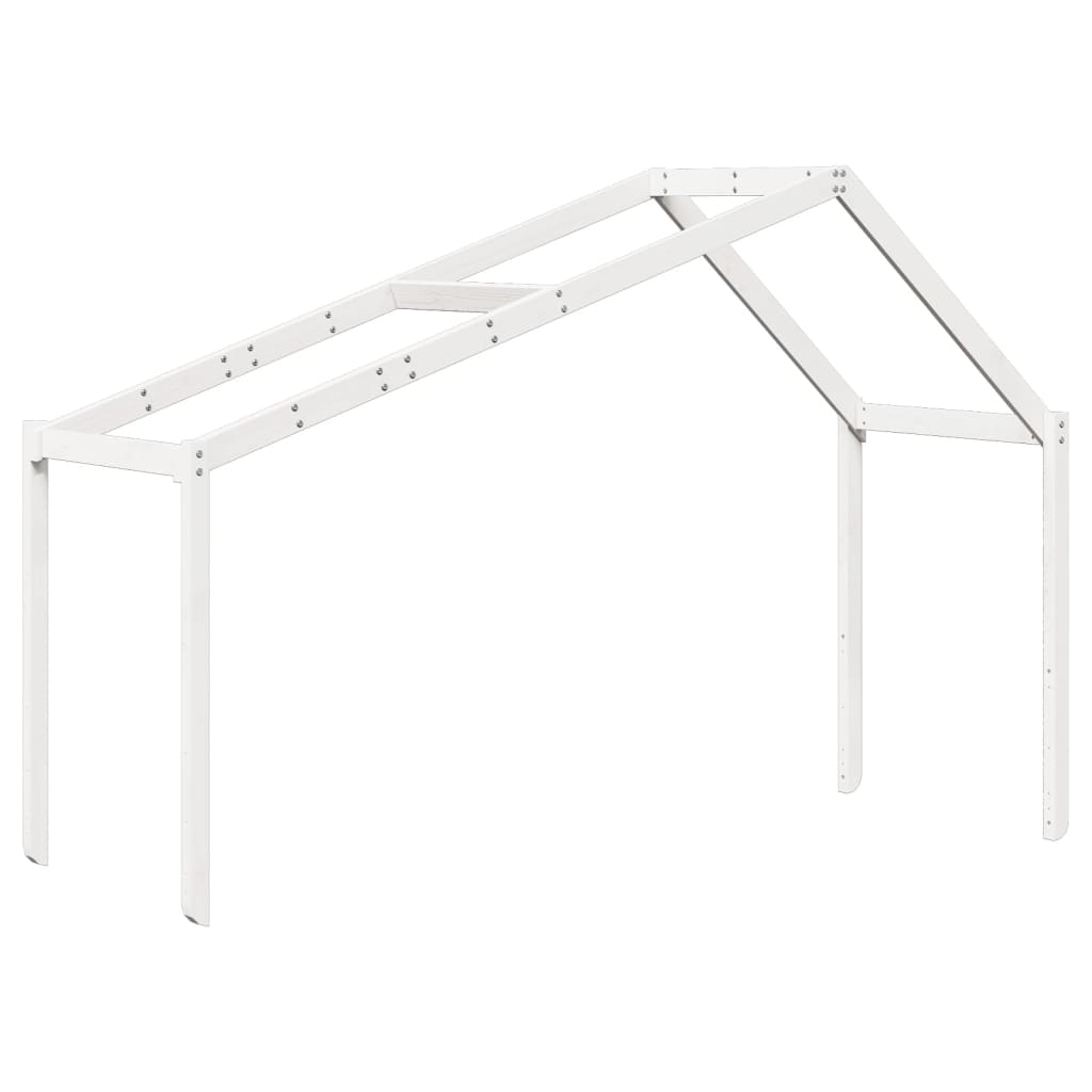 Solid Pine Kids' Bed with Roof, White 203x80.5x142 cm