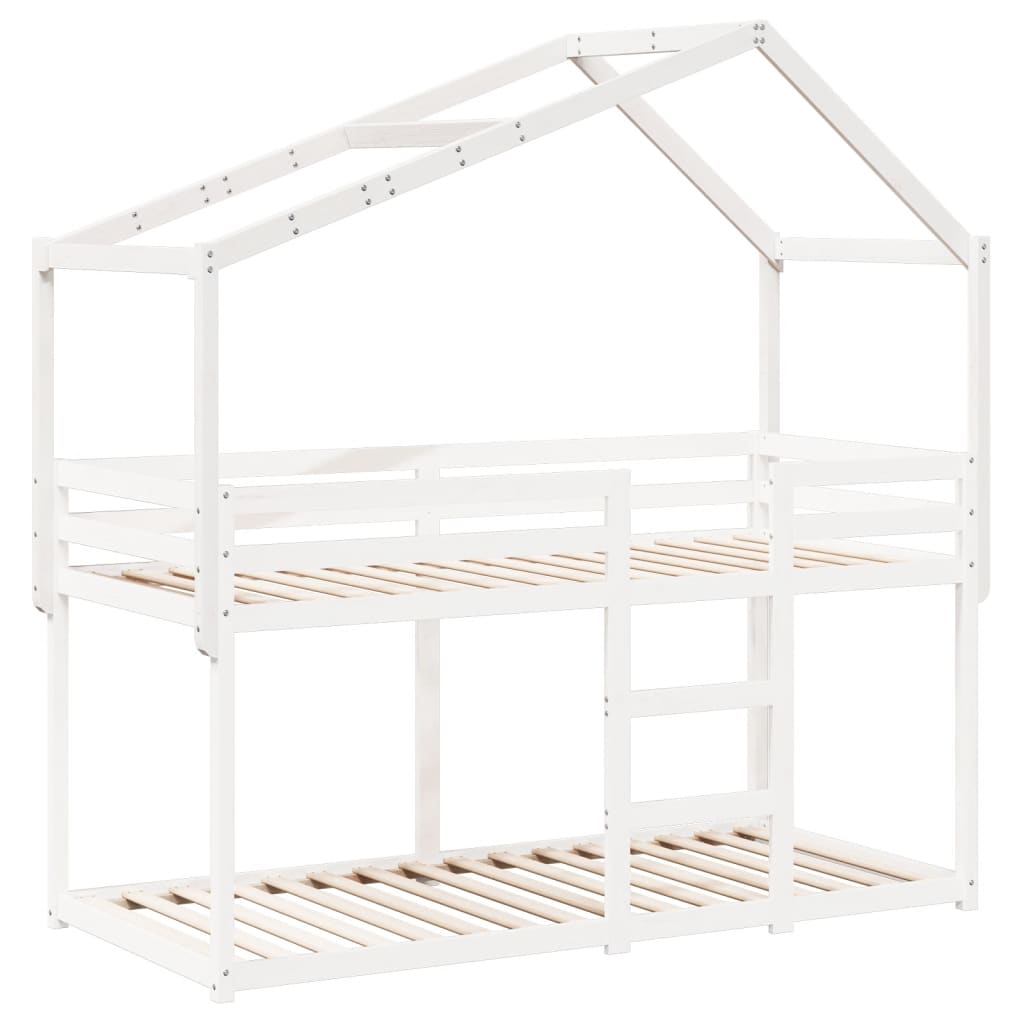 Solid Pine Kids' Bed with Roof, White 203x80.5x142 cm