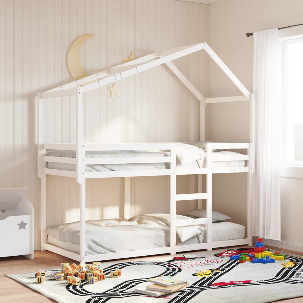 Solid Pine Kids' Bed with Roof, White 203x80.5x142 cm