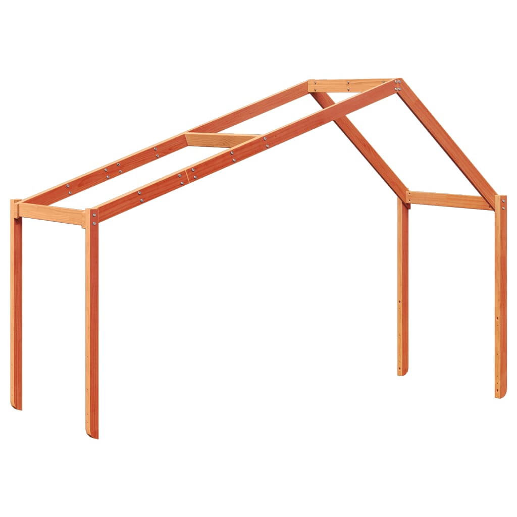 Kids' Solid Wood Pine Bed with Roof, Wax Brown, 203x80.5x142 cm