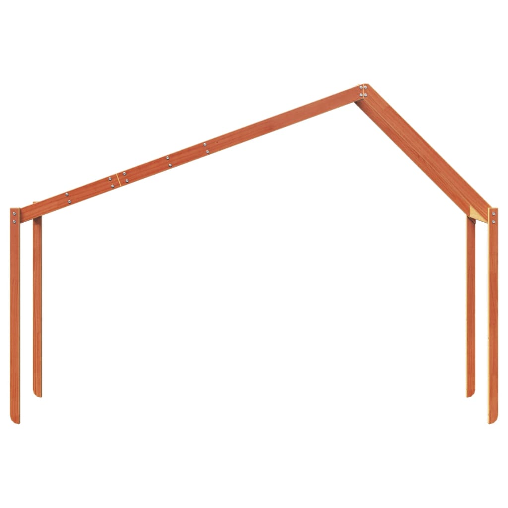 Kids' Solid Wood Pine Bed with Roof, Wax Brown, 203x80.5x142 cm