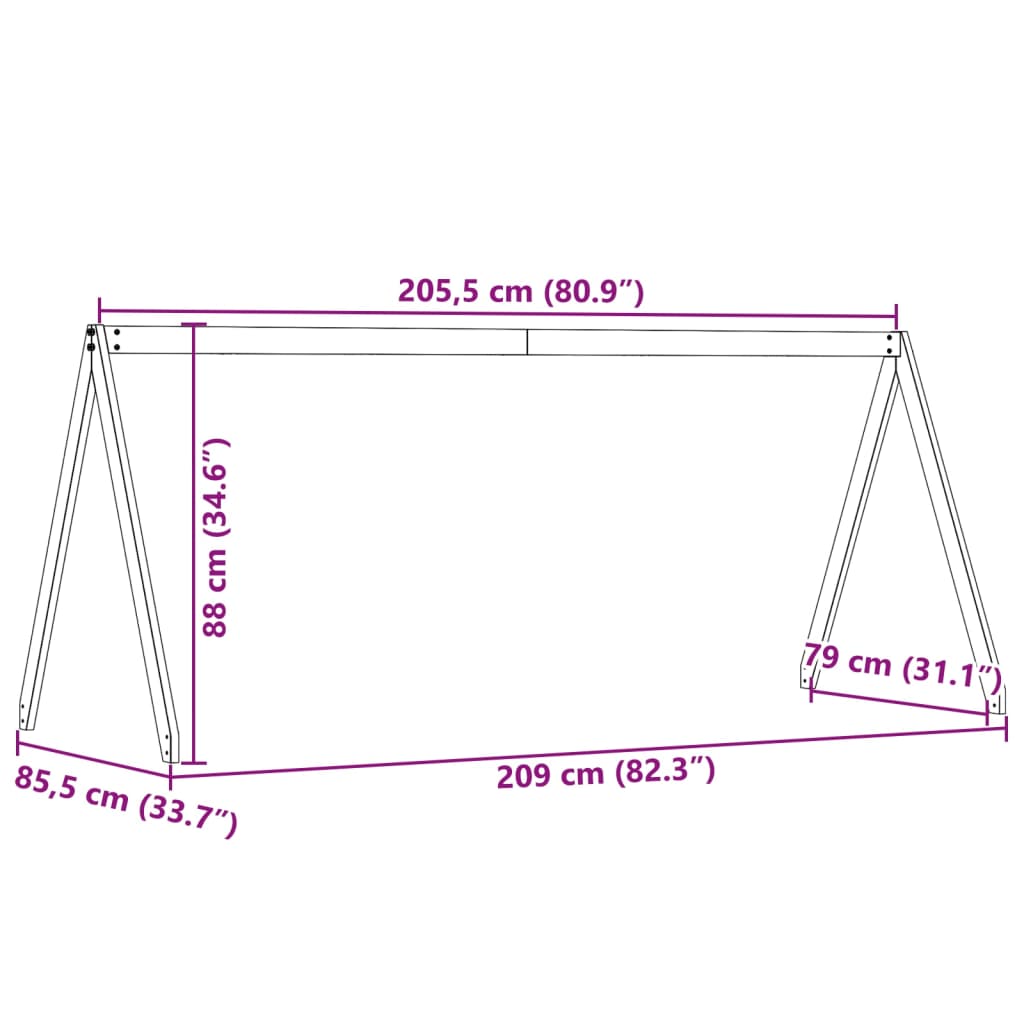 Kids' Solid Pine Wood Bed with Roof, White, 209x85.5x88 cm