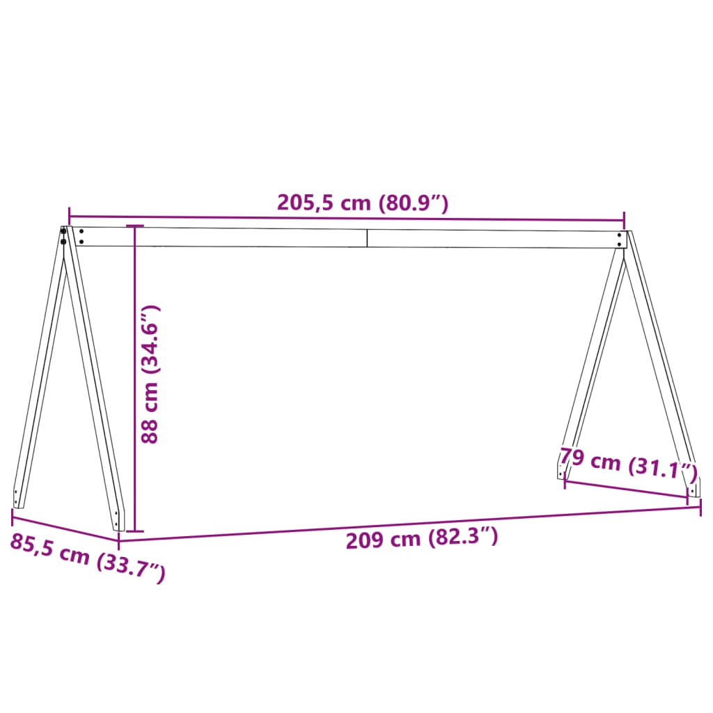 Solid Pine Kids' Bed with Roof - Wax Brown 209x85.5x88 cm