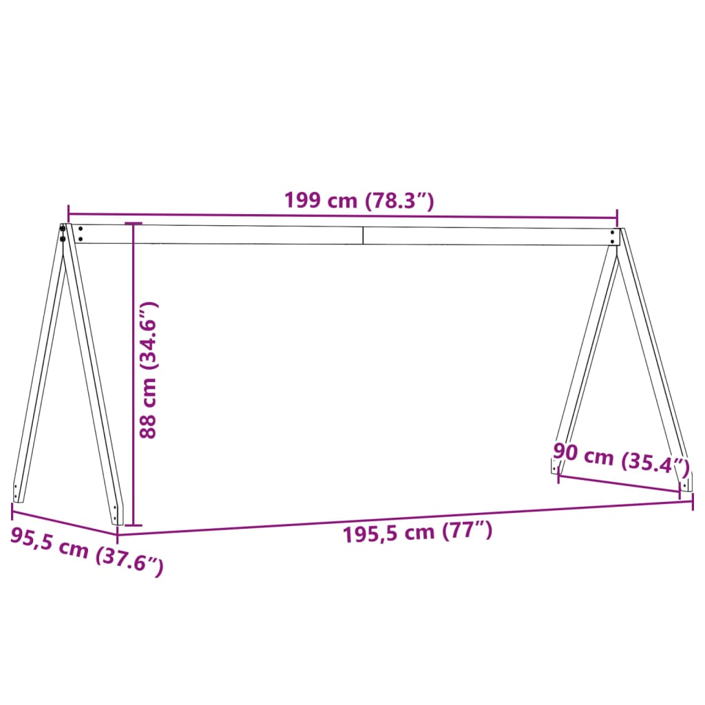Solid Pine Kids' Bed Roof - 199x95.5x88 cm - Durable Wood Design