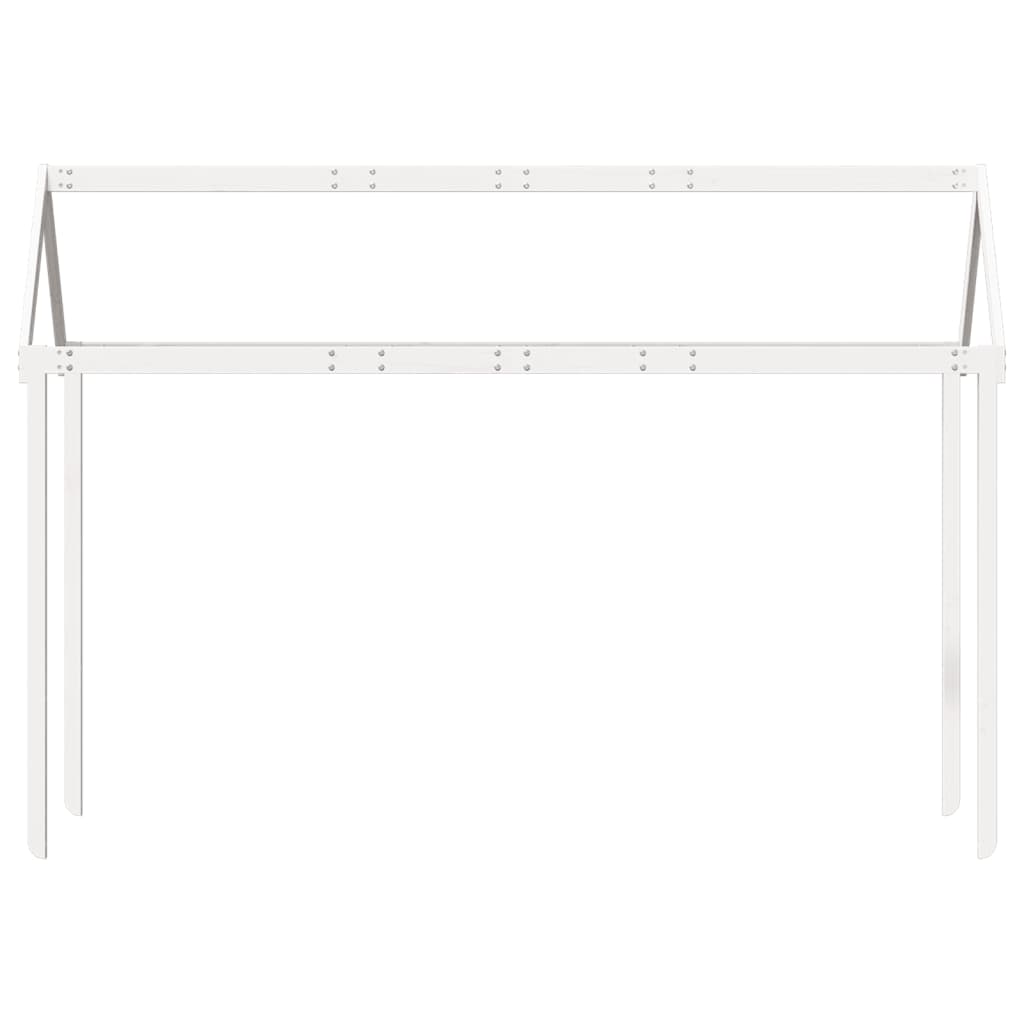 Solid Pine Wood Kids' Bed with Roof - White, 217x95.5x159 cm