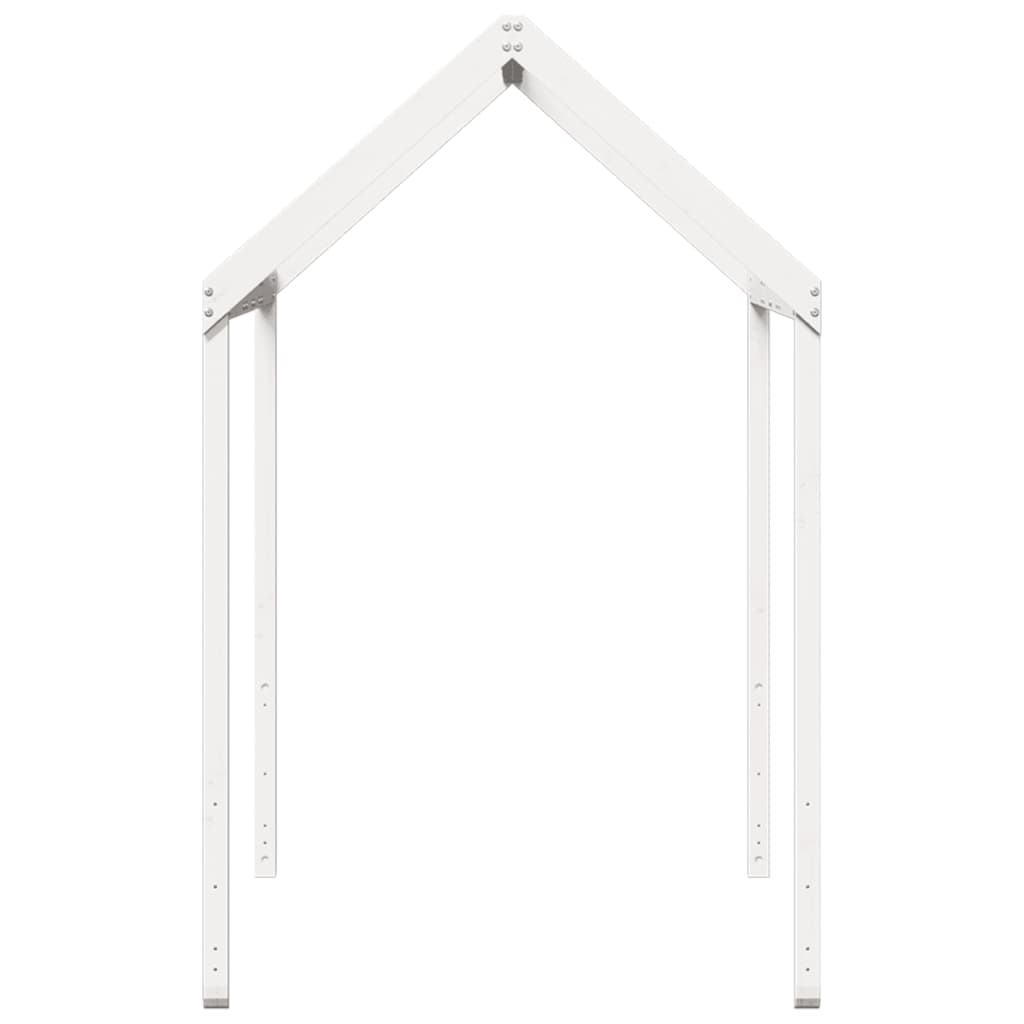 Solid Pine Wood Kids' Bed with Roof - White, 217x95.5x159 cm
