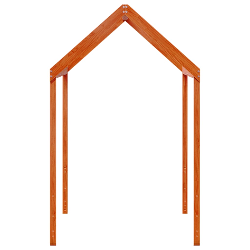 Solid Wood Pine Kids' Bed with Roof - Wax Brown, 217x96x159 cm