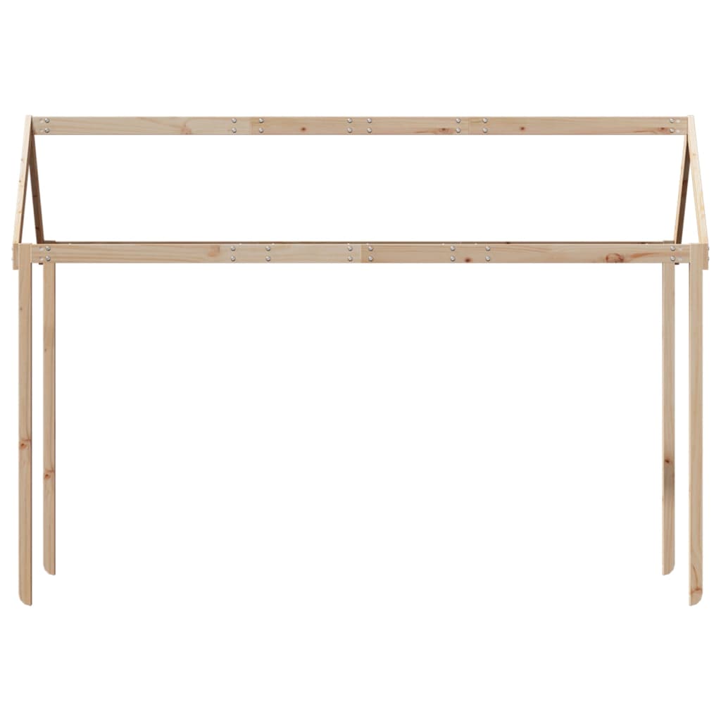 Solid Pine Kids' Bed with Roof, 217x85.5x154 cm, Natural Wood Finish