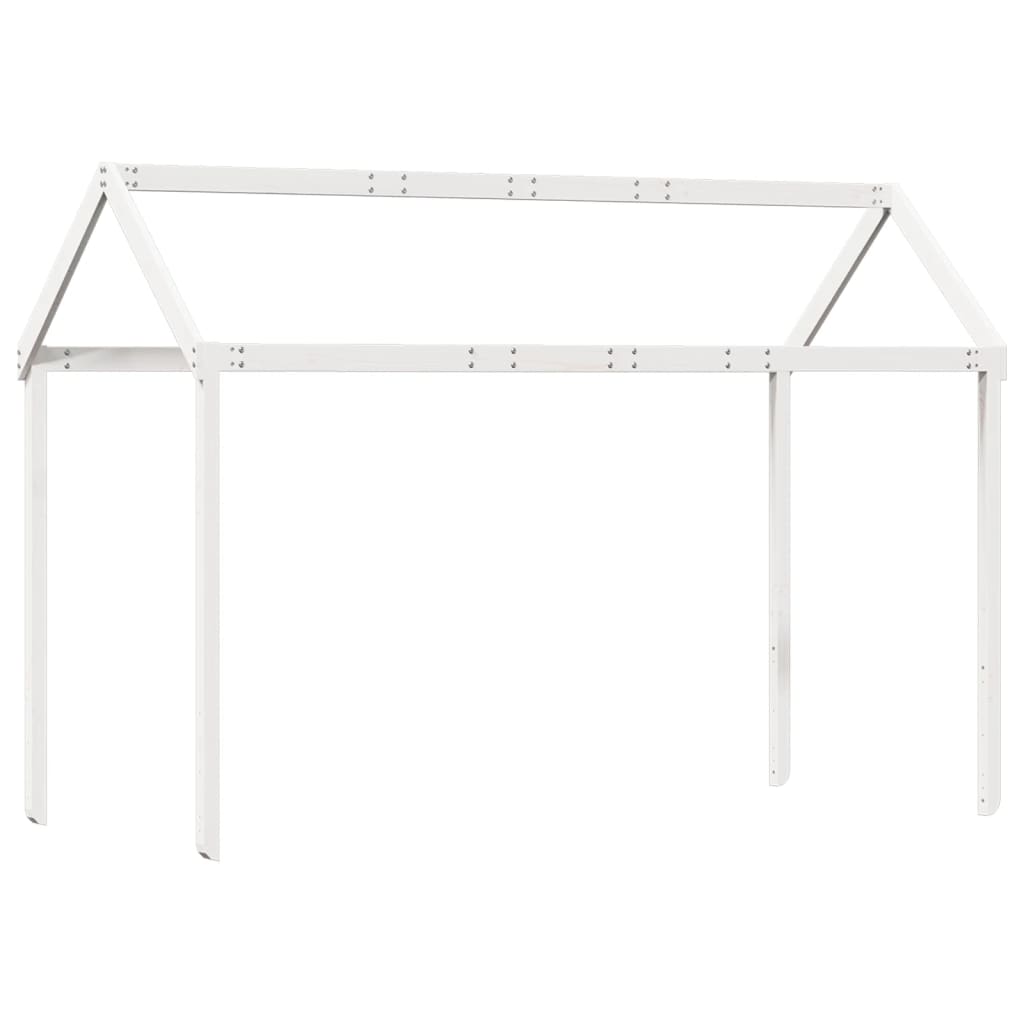Solid Wood Pine Kids' Bed Roof in White - 207x80.5x151.5 cm
