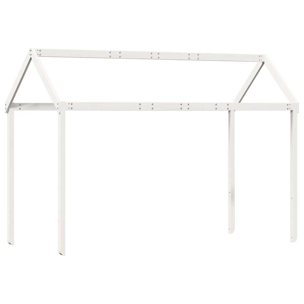 Solid Wood Pine Kids' Bed Roof in White - 207x80.5x151.5 cm