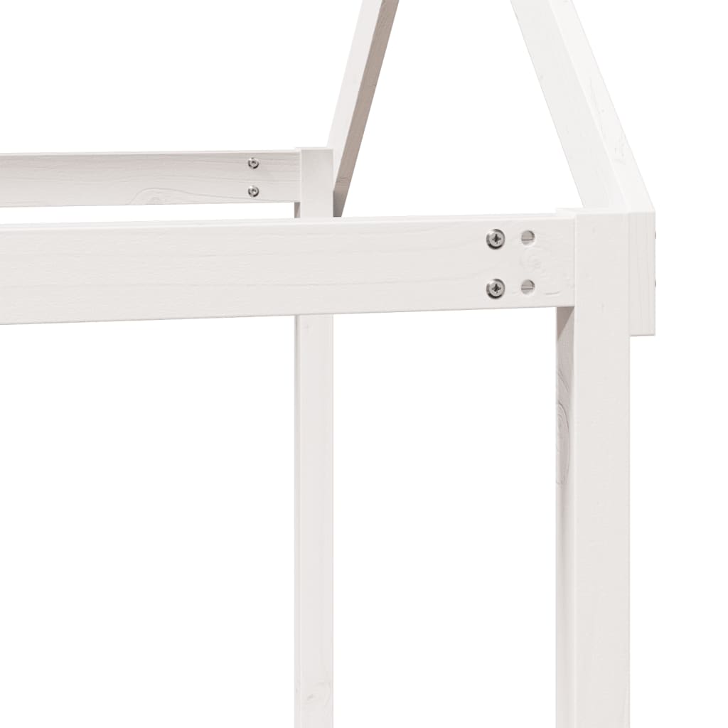 Solid Wood Pine Kids' Bed Roof in White - 207x80.5x151.5 cm