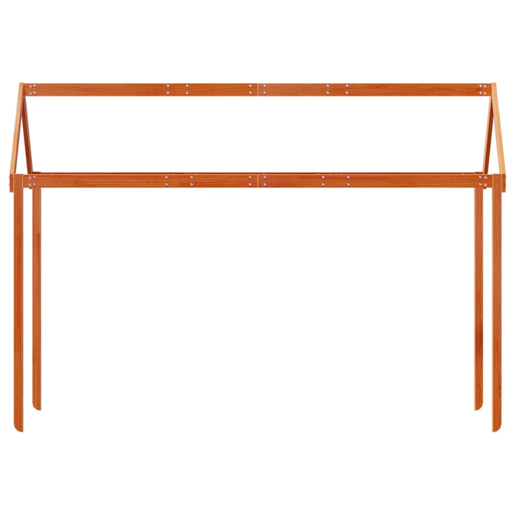 Solid Wood Pine Kids' Bed with Roof - Wax Brown, 207x80.5x151.5 cm