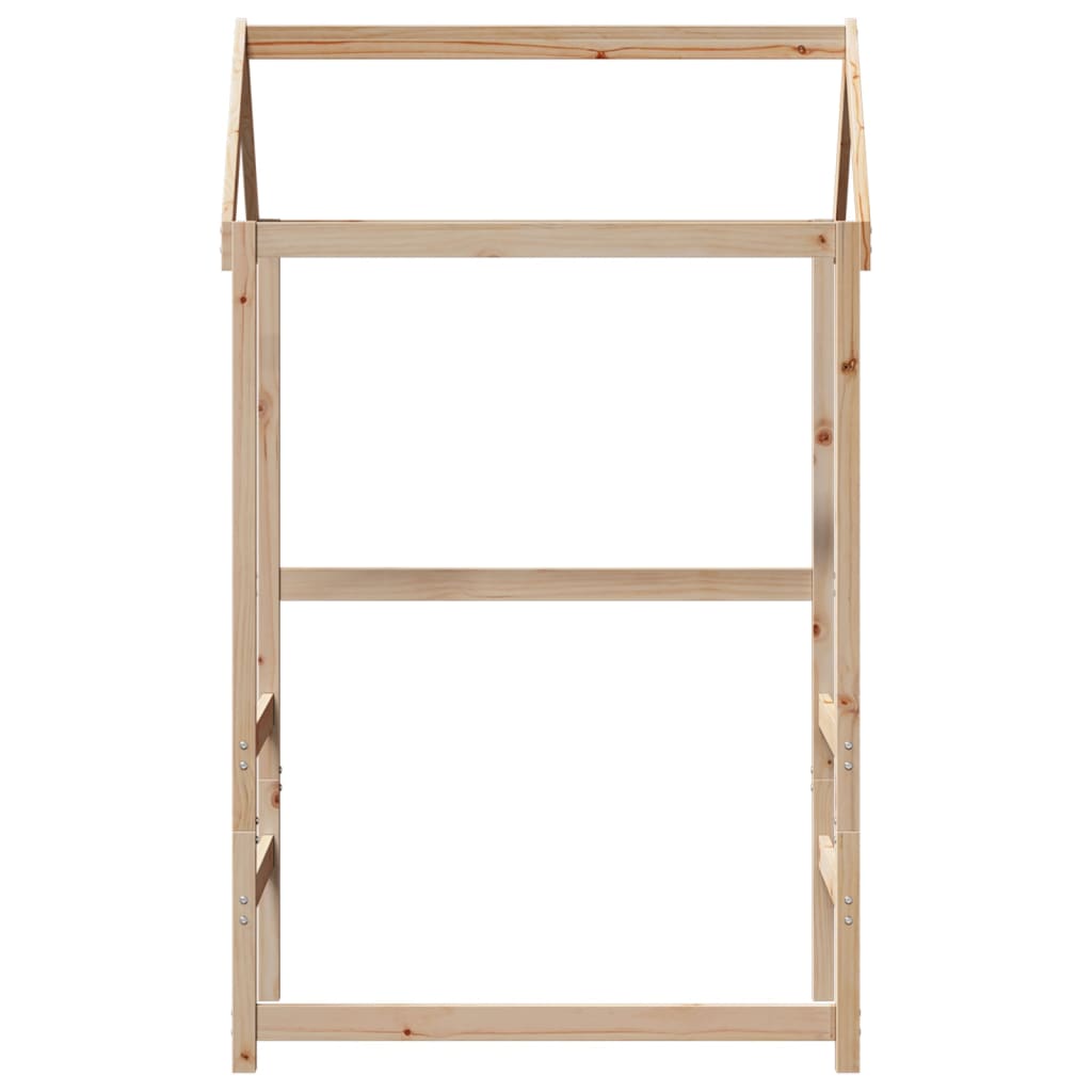 Solid Pine Kids' Bed with Roof, 118x70x176.5 cm – Natural Wood