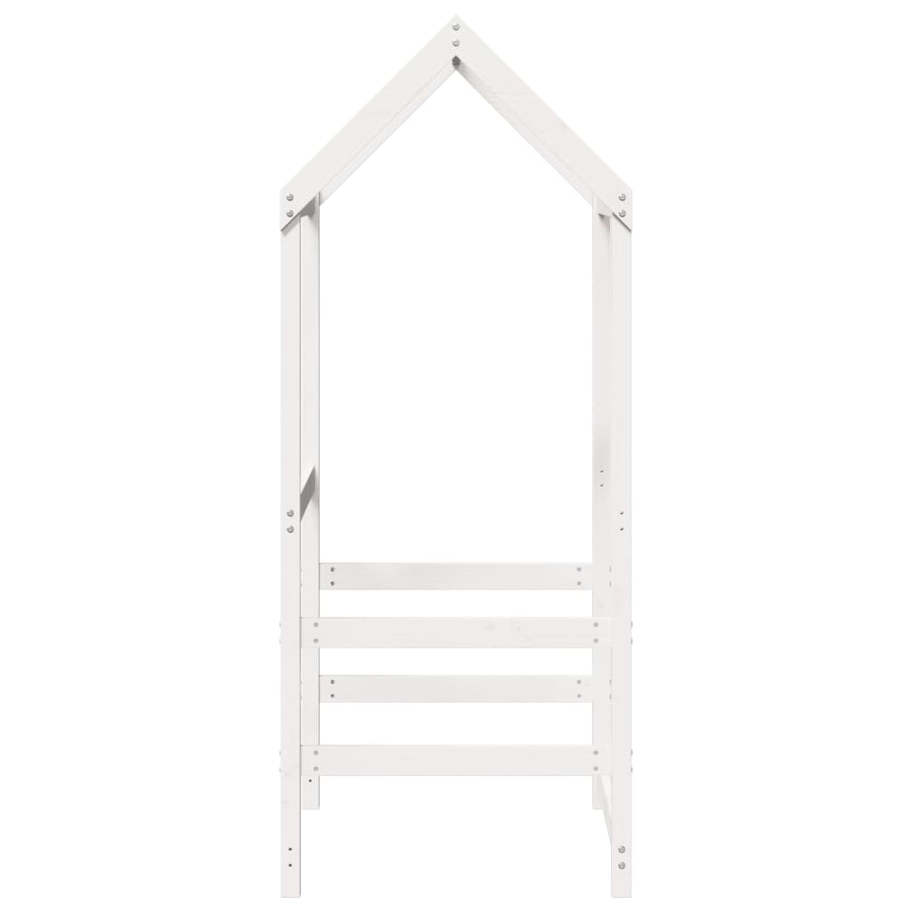 Solid Pine Kids' Bed with Roof, White, 98x70x176.5 cm