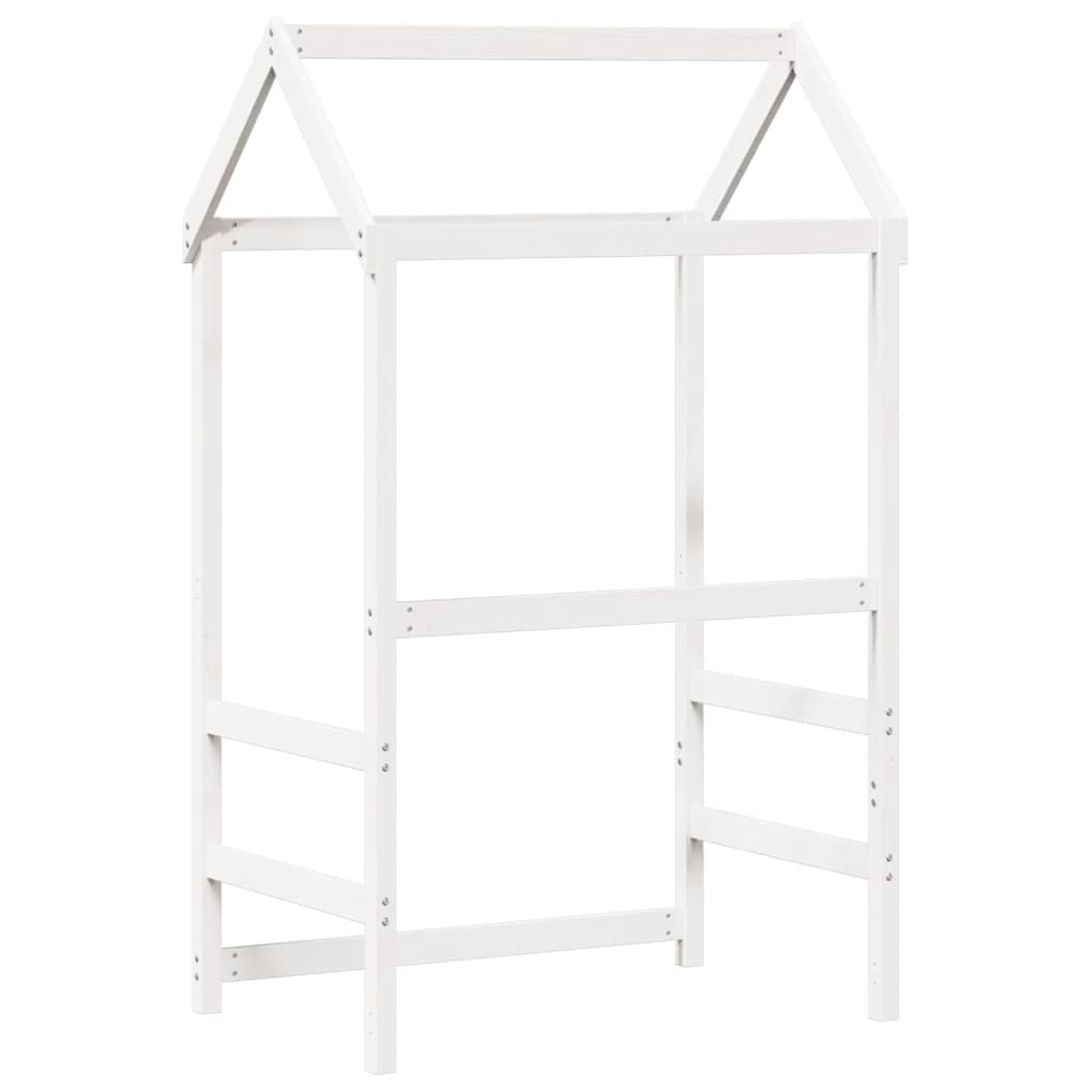 Solid Pine Kids' Bed with Roof, White, 98x70x176.5 cm
