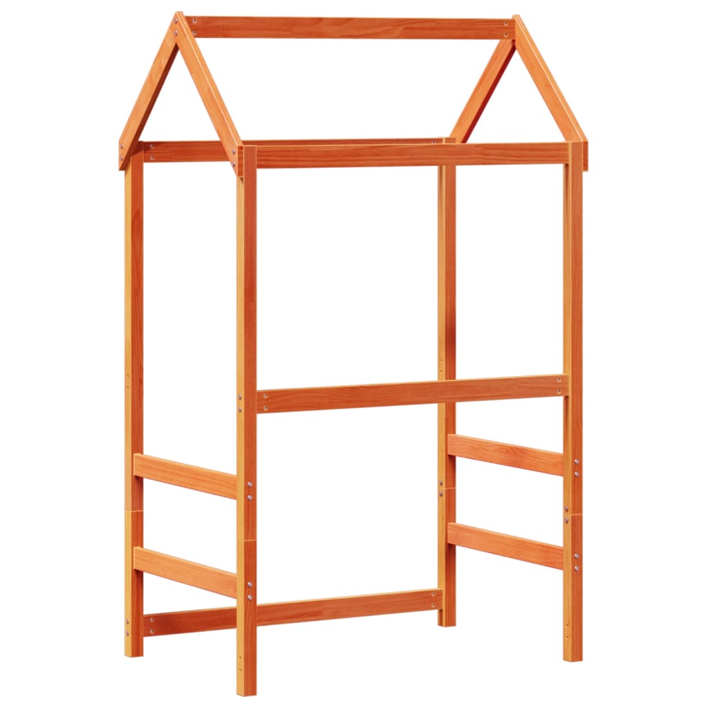 Solid Pine Kids' Bed with Roof, Wax Brown, 98x70x176.5 cm