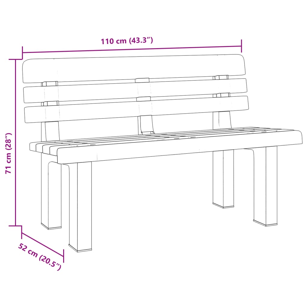 Green Polypropylene Garden Bench 110x52x71 cm - Sturdy & Stylish