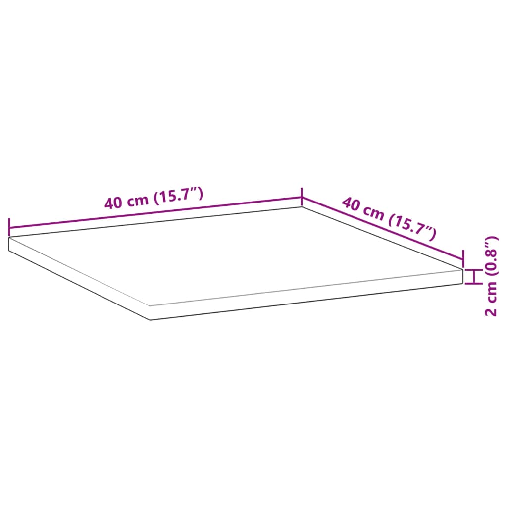 Solid Acacia Wood Table Top 40x40x2 cm - Square Design