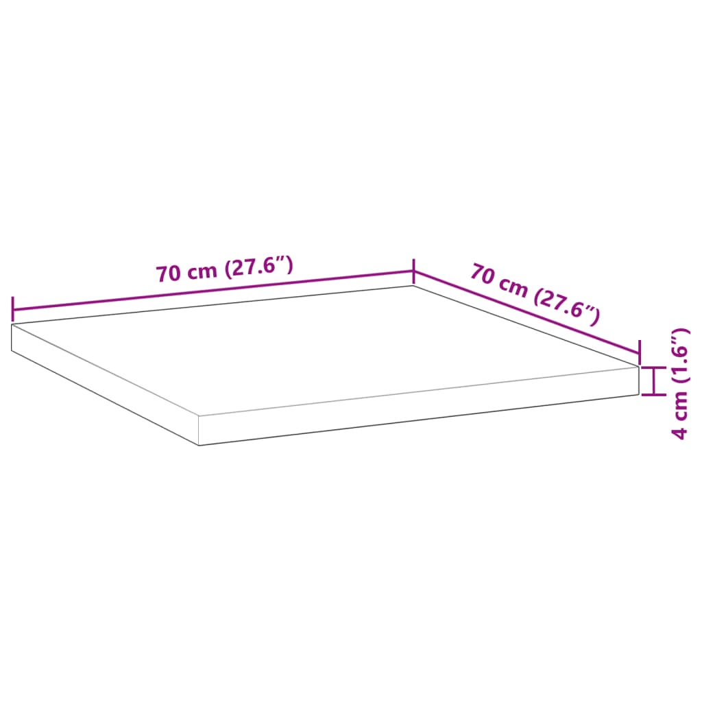 Solid Acacia Wood Table Top, Square 70x70x4 cm