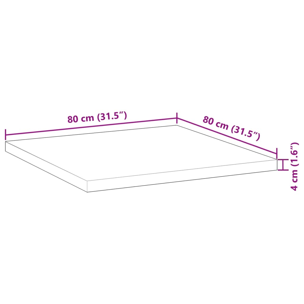 Solid Acacia Wood Square Table Top 80x80x4cm - Durable Elegance