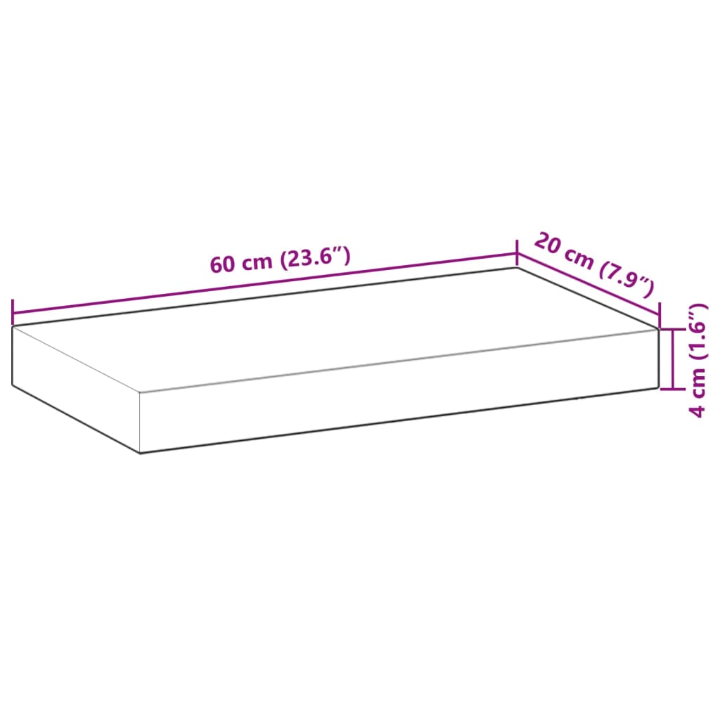 Solid Acacia Wood Table Top - Rectangular 60x20x4 cm