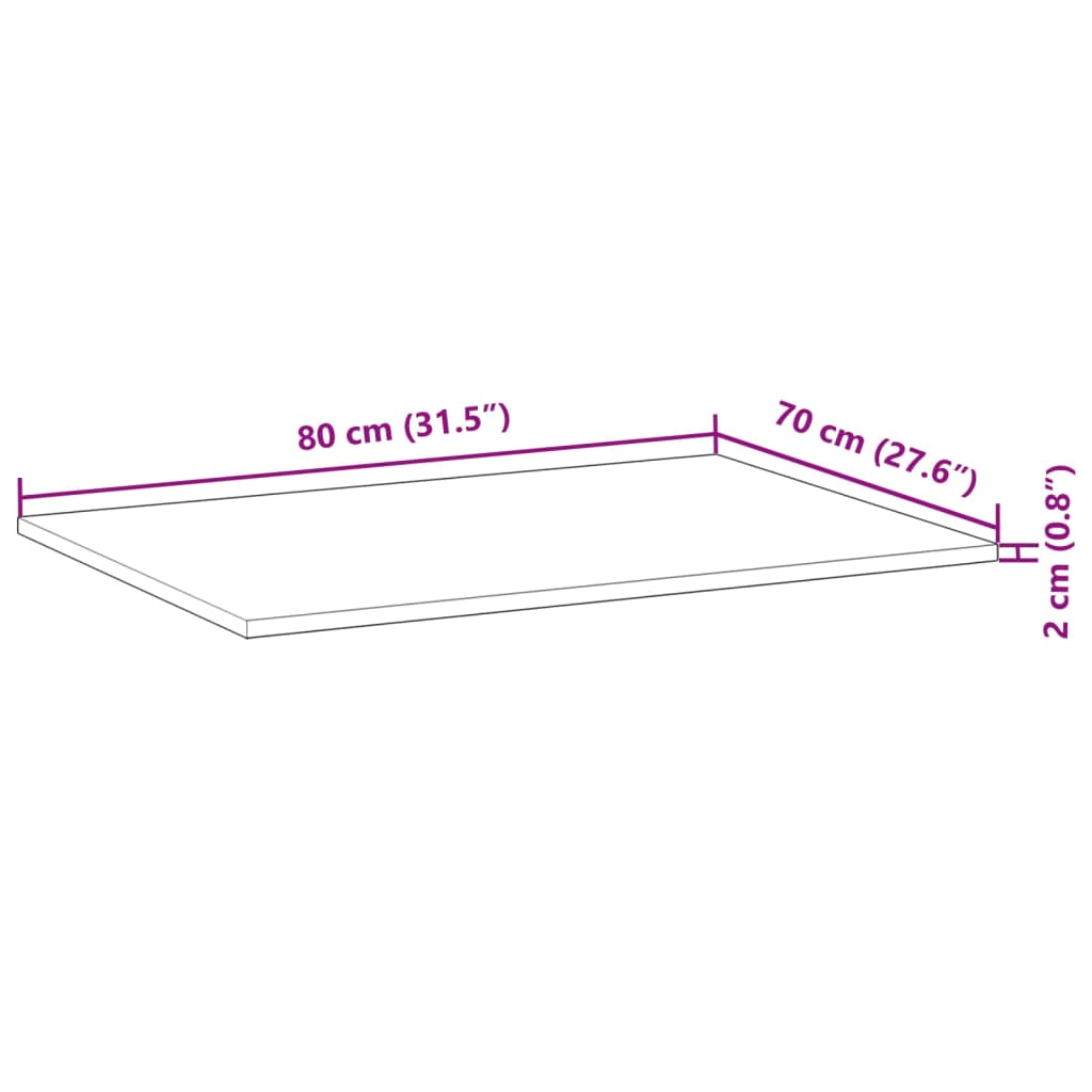 Acacia Solid Wood Tabletop - Rectangular 80x70x2 cm