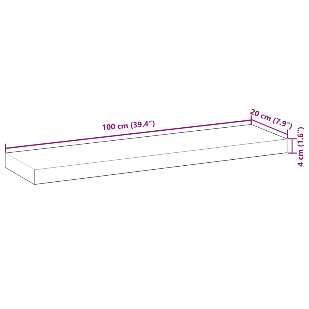 Solid Acacia Wood Table Top - Rectangular 100x20x4 cm