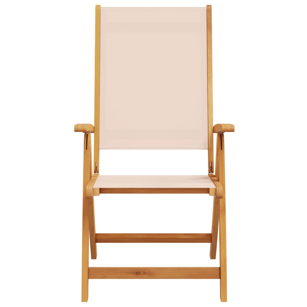 Folding Garden Chairs Set, 2 pcs, Acacia Wood & Textilene Fabric