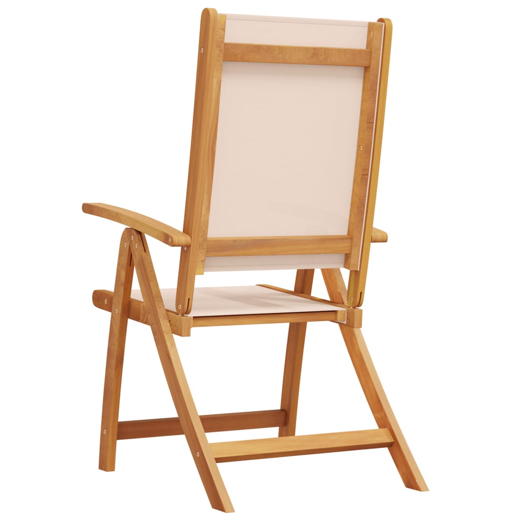 Folding Garden Chairs Set, 2 pcs, Acacia Wood & Textilene Fabric